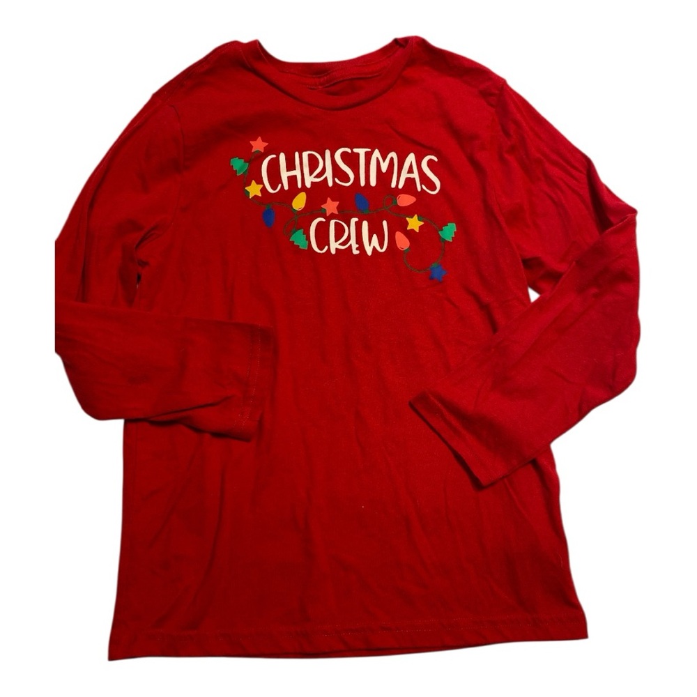 Holiday Time Red Christmas Crew Kids Long Sleeve Tee